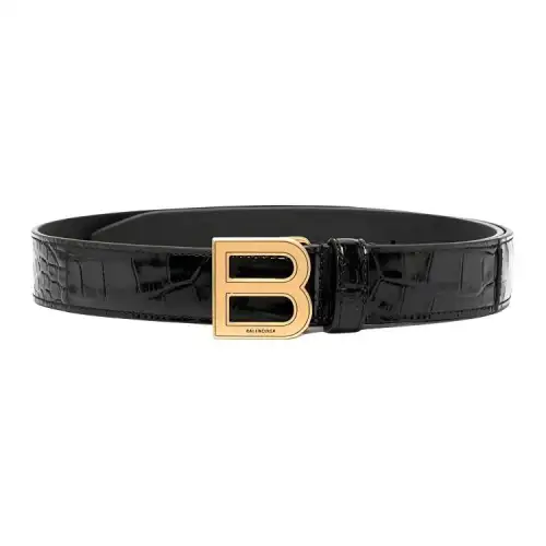 Balenciaga Leather Belts Unisex Black Width 2.5cm
