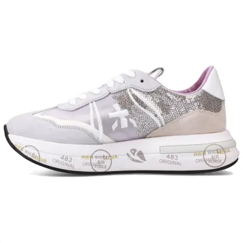 PREMIATA Cassie Suede Retro Sports Low top Casual Shoes Women's Light Gray