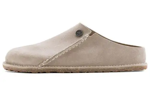 Birkenstock Suede Closed Toe Slippers Unisex Light Umber Narrow