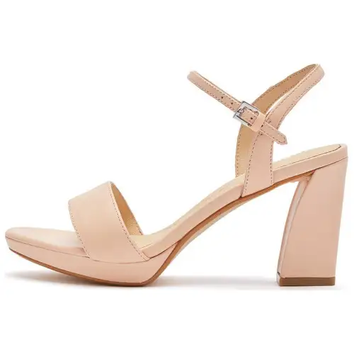 Clarks Sheepskin One Strap Sandals 8.5cm Women's Light Pink