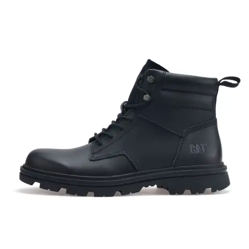 CAT Cow Split Leather Slip Resistant Short Mid Calf Outdoor Boots Men's Black