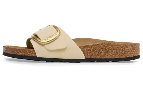 Birkenstock Leather Slide Slippers Women's Beige Regular