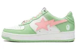 A BATHING APE STA Leather Low top Stylish Skateboarding Shoes Women's Green