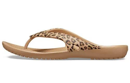 Crocs Kadee Ll Leopard Print Flip Flops Brown Women's