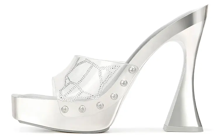 Naked Wolfe Rubber Sole Slide Slippers Women's Silver