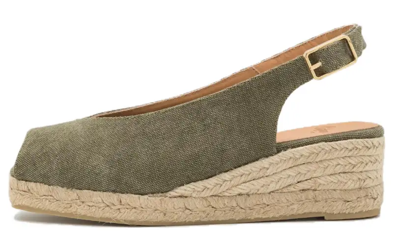 Castañer Cotton Fabric Chunky Heel High Heels Women's Green