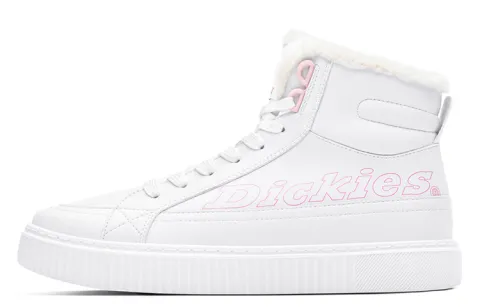 Dickies Microfiber Leather Fleece Lined Fashion Casual High top Skateboard Shoes Women's White