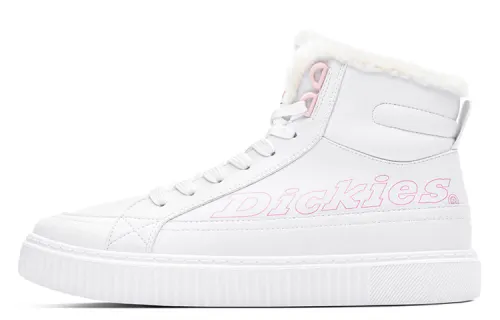 Dickies Microfiber Leather Fleece Lined Fashion Casual High top Skateboard Shoes Women's White