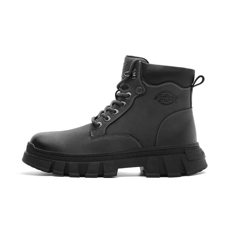 Dickies Short Mid Calf Combat Boots Low Heel Men's Gunmetal