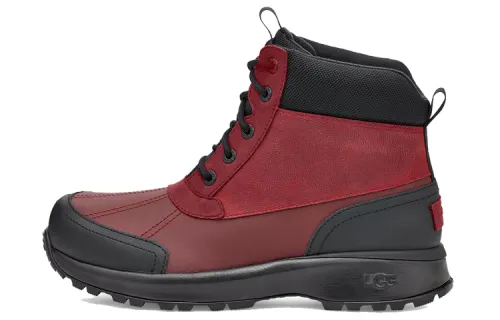 UGG Emmett Duck Thermal Slip Resistant Ankle Length Snow Boots Men's Red Black