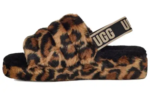 UGG FLUFF YEAH Shearling Stylish Sandal Women's Brown