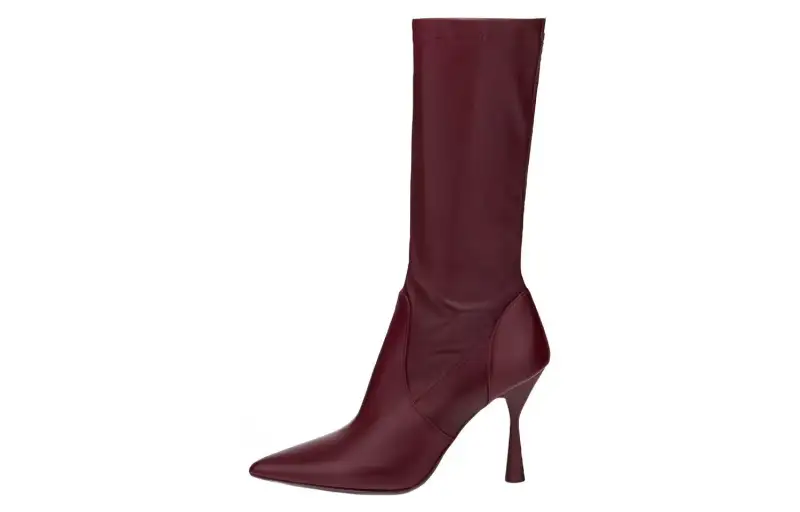 AGL Leather Knee high Boots 10cm Women's Bordeaux Red