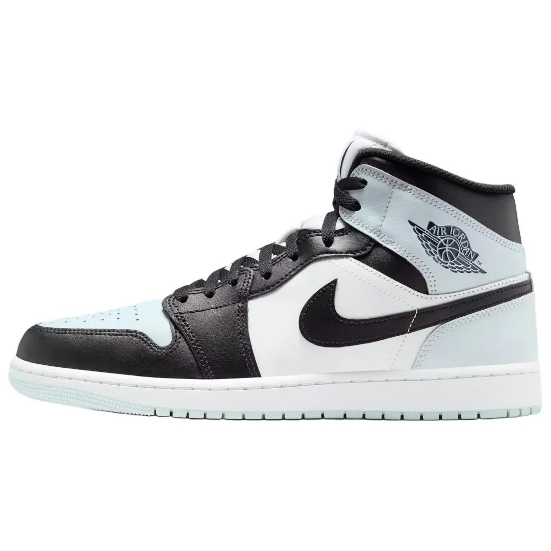Jordan Air Jordan 1 Support Lightweight Mid top Vintage Basketball Shoes Men's Black White Blue