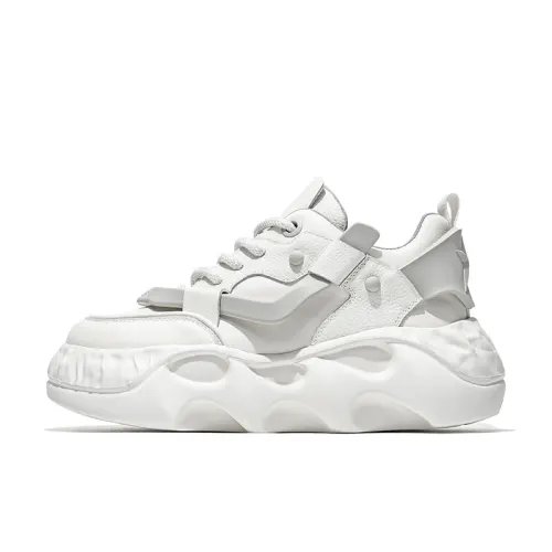 JANE HARLOW Top Grain Cow Leather Slip Resistant, Abrasion Resistant, Height Increasing Low top Chunky Sneakers Unisex