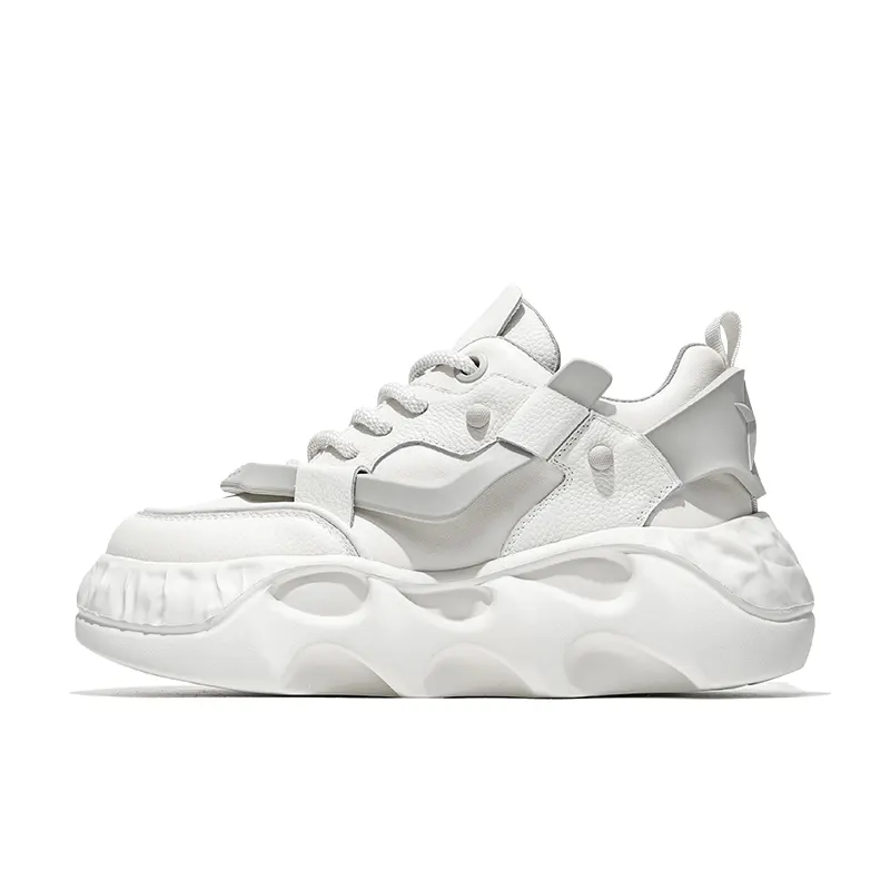 JANE HARLOW Top Grain Cow Leather Slip Resistant, Abrasion Resistant, Height Increasing Low top Chunky Sneakers Unisex