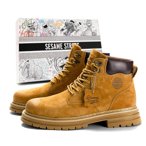 SESAME STREET Leather Combat Boots Unisex