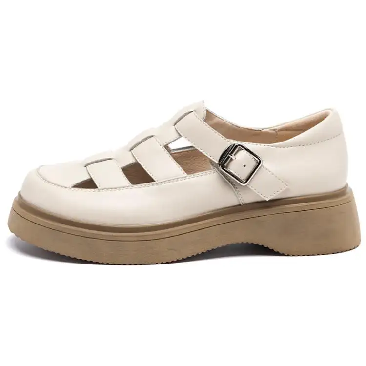 AGSDON Frame Shoes Leather Roman Sandals 4.5cm Women's