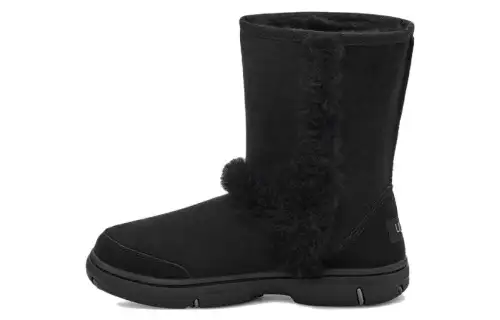UGG Sheepskin Thermal Fashionable, Comfortable, Versatile, Elegant Fleece Lined Short Mid Calf Snow Boots Women's Black