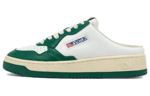 AUTRY Medalist Leather Closed Toe Slippers Men's White Green