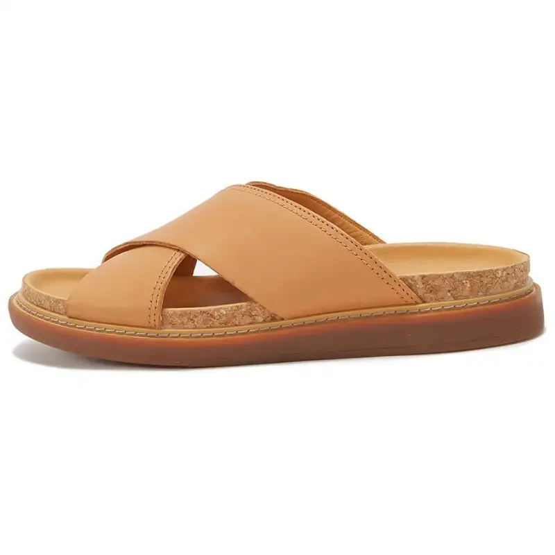 Clarks Rubber Sole Quiet Slip Resistant Abrasion Resistant Slide Slippers Women's Brown