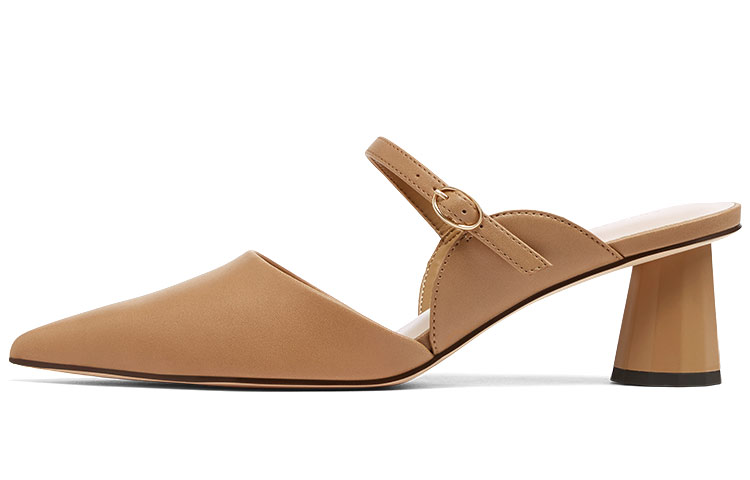 CHARLES&KEITH Composite Sole Closed Toe Slippers Women's Camel