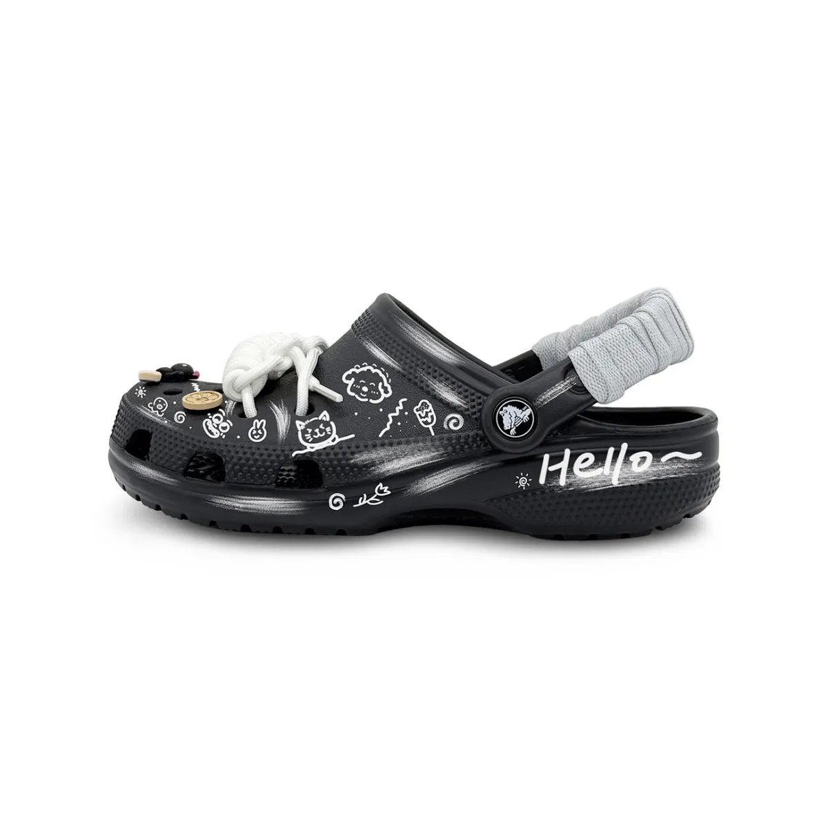 Crocs Classic Clog Happy Graffiti, Black EVA Clogs Unisex Black