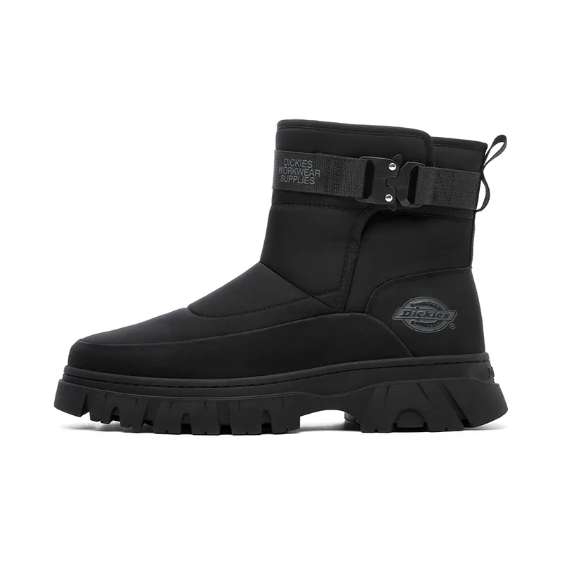 Dickies Casual Comfortable Platform Winter Fleece Lined Men's Shoes 15.5cm Snow Boots Men's Black