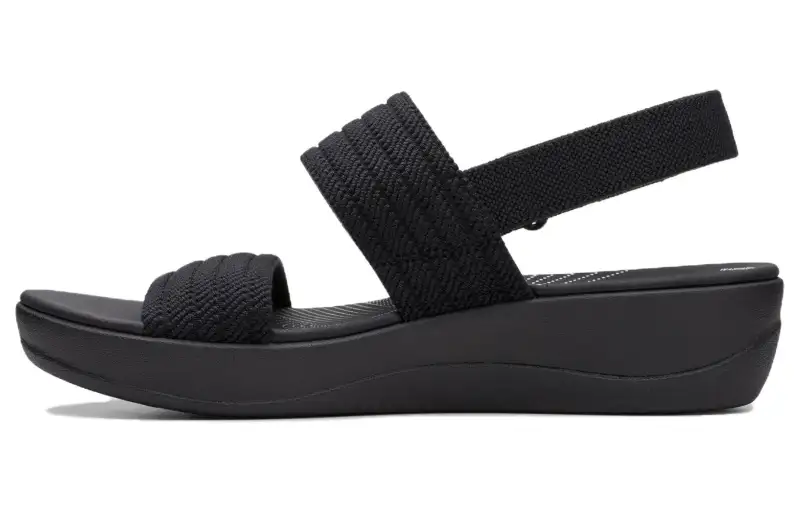 Clarks Fabric One Strap Sandals 4cm Women's Black