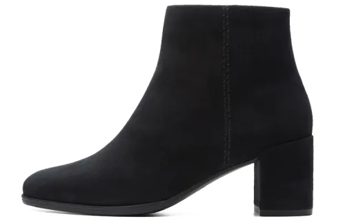 Clarks Cow Split Leather Ankle Boots Women's Black