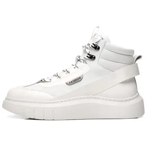 JANE HARLOW Textile, Synthetic Leather, Top Grain Cow Leather High top Casual Shoes Men's White