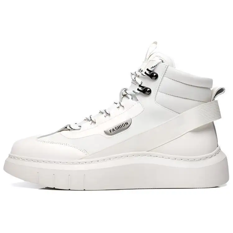 JANE HARLOW Textile, Synthetic Leather, Top Grain Cow Leather High top Casual Shoes Men's White