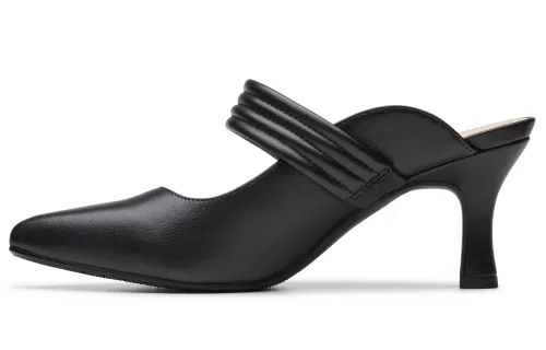 Clarks Sheepskin Chunky Heel High Heels Women's Black