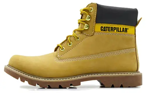 CAT Leather Abrasion Resistant Slip Resistant Ankle Length Outdoor Boots Unisex Yellow