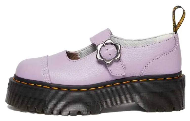 Dr. Martens Addina Flower Buckle Leather Platform Shoes 'Lilac' Women's