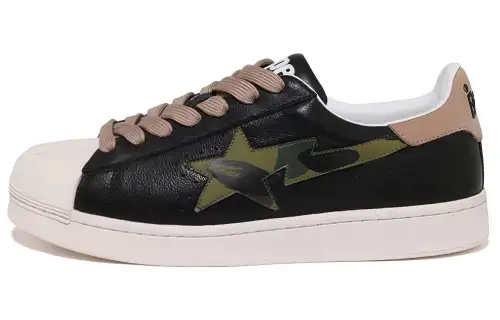 A BATHING APE Skull STA Stylish Skateboarding Shoes Men's Black