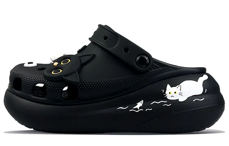 Crocs Classic Crush Clogs Unisex Black White