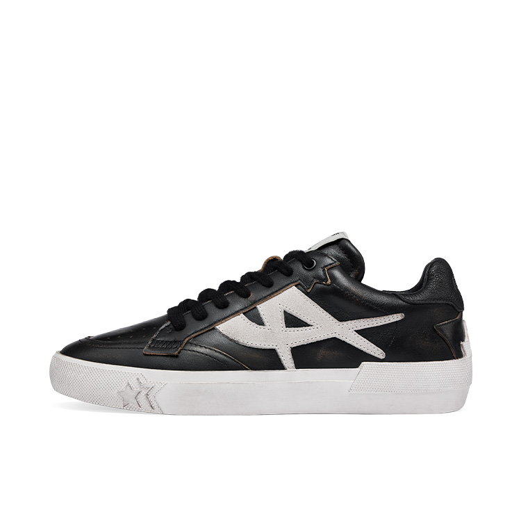 ASH MOONLIGHT Collection Top Grain Cow Leather Slip Resistant Low top Skateboard Shoes Unisex Black