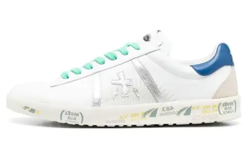 PREMIATA Andy Calfskin Low top Skateboard Shoes Men's White Green Blue