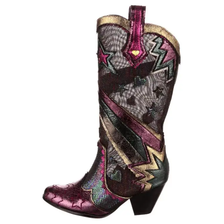 IRREGULAR CHOICE Fabric Ankle Boots 6.2cm Women's Black Purple