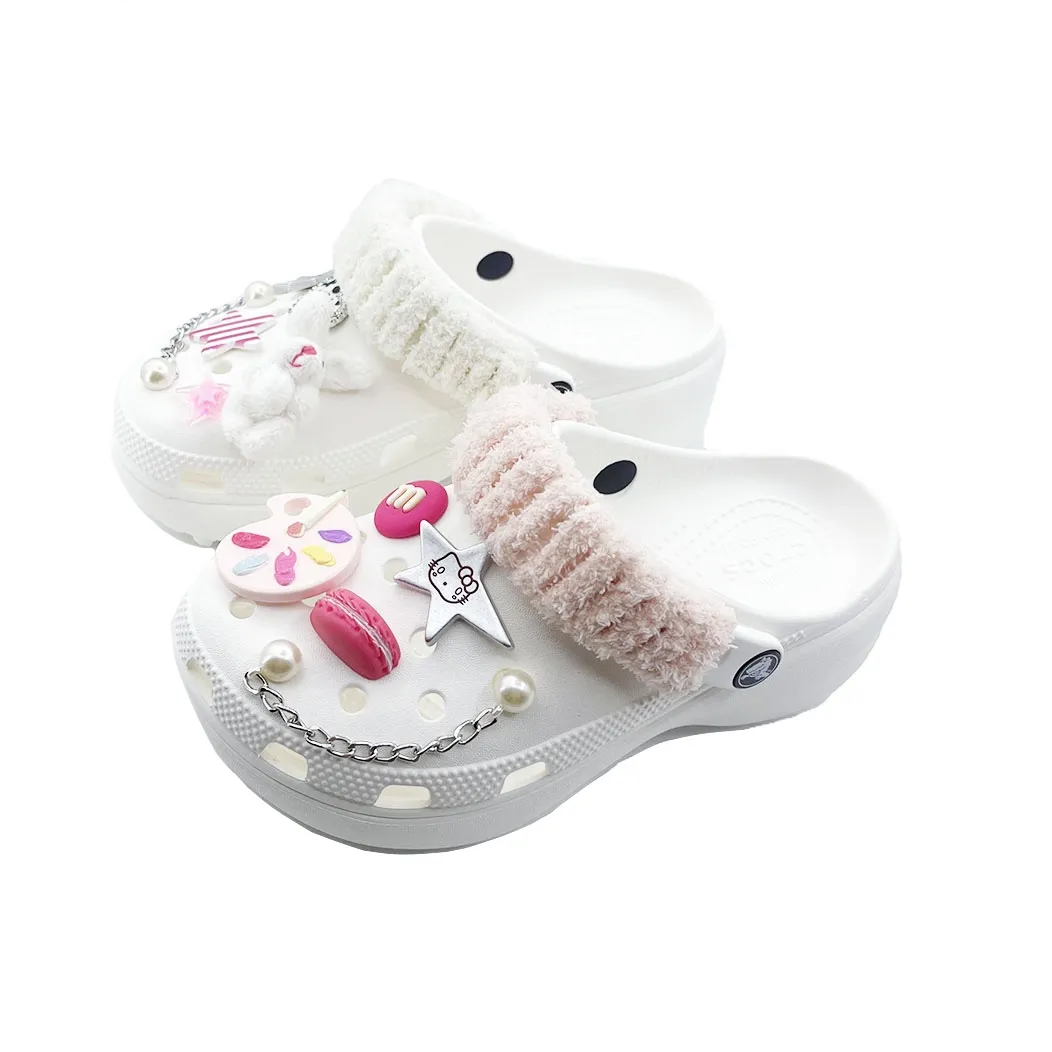Crocs Classic Platform Clog EVA Clogs Unisex Pink White