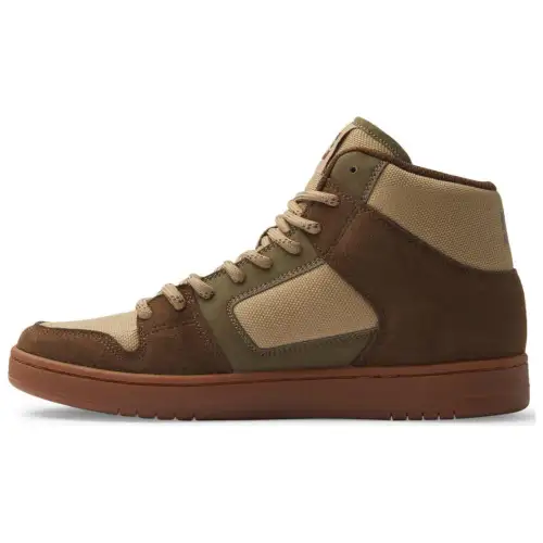 DC Shoes Cow Leather Slip Resistant Abrasion Resistant High top Skateboard Shoes Men's Brown