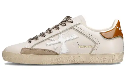 PREMIATA Leather Low top Skateboard Shoes Women's White Gray