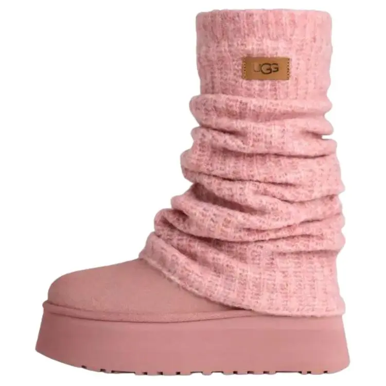 UGG CLASSIC MINI Dipper Legwarmer Suede Thermal Snow Boots Women's Pink