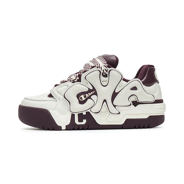 Champion Coco Skate Buckle Low top Skateboard Shoes Men's Milk White/Burgundy