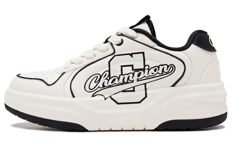 Champion Textile, Synthetic Leather Low top Skateboard Shoes Women's White Black