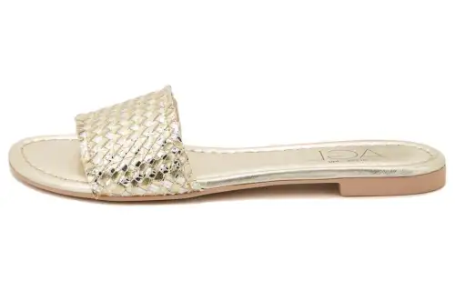 AGL Leather Slide Slippers Women's Gold