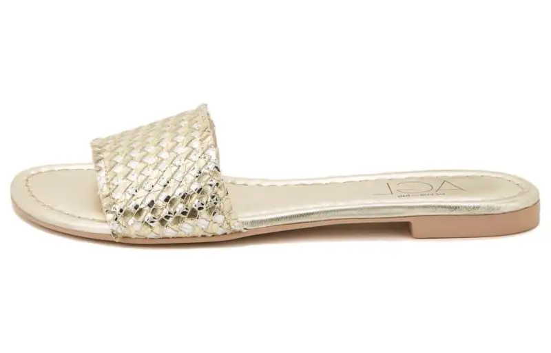 AGL Leather Slide Slippers Women's Gold