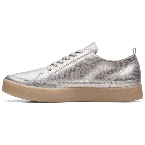 Clarks Cow Leather Low top Skateboard Shoes Women's Silver