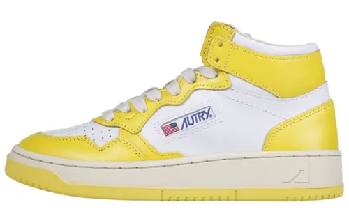 AUTRY Leather Stylish Skateboarding Shoes Women's Yellow White