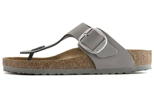 Birkenstock Nubuck Slide Slippers Unisex Gray Narrow
